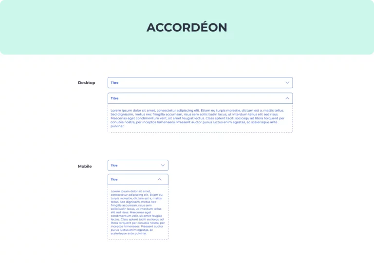 Maquette des accordéon du design système